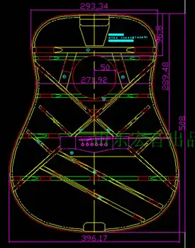 41 pulgadas de tipo D de la guitarra acústica de madera de la plantilla de Guitarra hacer el molde de la herramienta contorno agujero de sonido de la posición del haz mapa