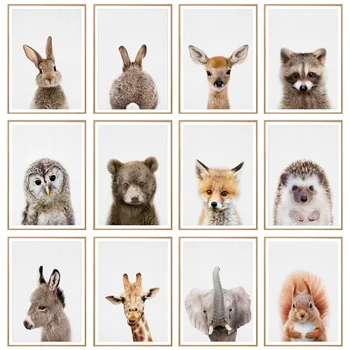 Animal moderno Cartel de la Pared de la Lona de las Fotos Conejo Lindo de Pintura Accesorios para el Hogar Cartel de la Decoración de la Pared de Cuadros para la Habitación de los Niños