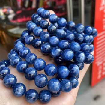 Venta caliente de 8-10mm Natural de color Azul Cianita Pulsera de Piedra Natural con Cuentas Pulsera para Hombres, Mujeres Amigo Don Encanto Hebra de la Joyería