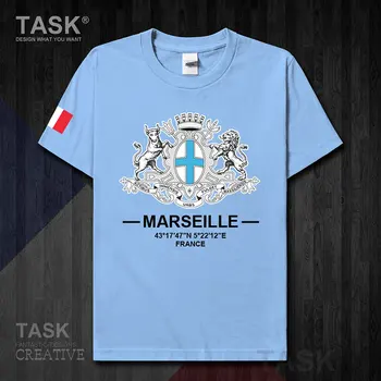 Marsella, Francia, Europa turístico internacional de la ciudad de la Provenza logotipo de la cultura de recuerdos para hombre de los deportes de moda camiseta tops de algodón camiseta de 20
