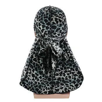 La prima de Leopardo de impresión de terciopelo Durag 360, 540,720 Ondas Extra Larga Cola Pelucas de los Hombres Durags Costura Fuera de durag Headwear