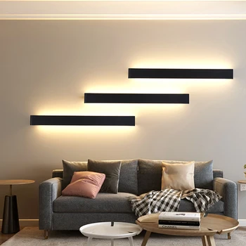 Moderna de Aluminio LED Luces de Pared Rectángulo LED Lámparas de Pared Interior Negro-Blanco Decoración led en la Sala de estar del dormitorio de los Accesorios de iluminación