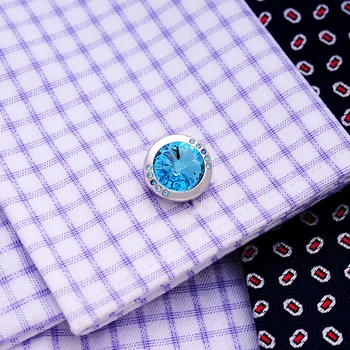 KFLK de Lujo de NUEVA camisa de gemelos para hombre Regalo de la Marca del manguito botón Azul de Cristal brazalete de enlace de Alta Calidad abotoaduras Diseñador de Joyas