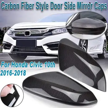 De Fibra de carbono de Estilo de la Vista Posterior del Espejo Lateral de la Cubierta del ABS de la Vista Posterior del Ala Tapas de Ajuste para Honda Civic 10 2016-2018
