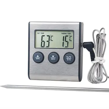 Digital Termómetro de Horno de Cocina de la Comida que se Cocina la Carne de la BARBACOA de la Sonda de Termómetro Con Temporizador Agua Temperatura de la Leche Herramientas de Cocina