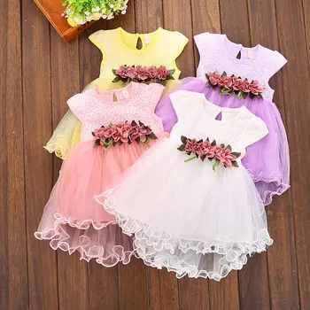 2020 Multi-estilo Super Lindo Bebé de Verano de las Niñas Vestido de flores de la Princesa de la Fiesta de Flores de Tul Vestidos de 0-3Y Ropa