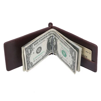 Nuevo Mini de Cuero de los Hombres Clip de Dinero de la Billetera Con el Bolsillo de la Moneda Delgada Bolso Para Hombre Imán Cerrojo Pequeños de la Cremallera de la Bolsa de Dinero