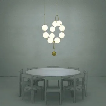 Blanco de bolas de Vidrio de lámpara de araña de diseño italiano araña lámpara Dormitorio Cocina Comedor de Largo araña