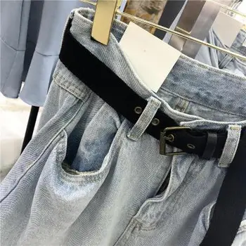 Suelta Vintage De Mujer Jeans 2020 Otoño Blanqueada Casual Novio Agujero Del Dril De Algodón De Ancho De La Pierna De Los Pantalones Oversize Alta De La Cintura De La Mujer De Jean