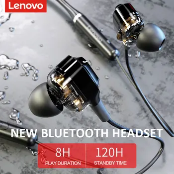 Lenovo QE66 V5.0 Inalámbrica de banda para el cuello Auriculares Bluetooth Cuatro Altavoces Estéreo Magnético en la oreja los Deportes Auriculares para Todos los Teléfonos