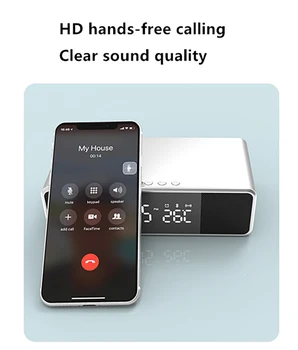 5w Qi inalámbrico cargador rápido de electronica del LED de alarma del reloj de tiempo de temperatura de la pantalla del teléfono móvil de carga de radio FM altavoz Bluetooth