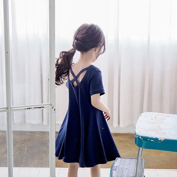 Las niñas vestidos de verano de 2020 los nuevos media y grande de los niños versión coreana de la suelta de manga corta halter de la princesa Una línea de vestido de WT32
