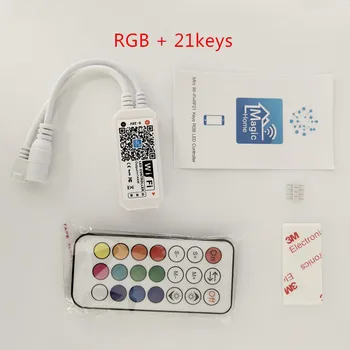 DC12V Mini WIFI RGB/RGBW Controlador con 21key 24key remoto IOS/Android Teléfono Móvil inalámbrica para Tiras de LED de Sincronización Timmer Música