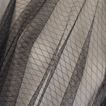 4 metros /lot blanco negro suave elástico tul de malla de tela de la ropa interior del Vestido de la falda de la costura de la Perla de encaje de la Boda de tela de fondo de tela