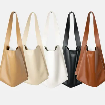 2020 las nuevas mujeres de la bolsa coreana de la PU bolso de mano de Sólido Cerrojo de la Moda Bolso de Hombro del bolso de la alta capacidad de la bolsa de la compra de estilo simple