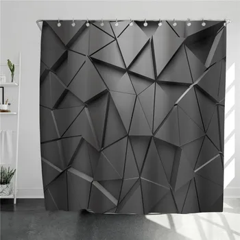 La moda Moderna Decoración del cuarto de Baño de Diseño de las Cortinas de la Ducha Negro Geométrico de Tela Impermeable Cuarto de Baño Cortina de 71x71 Pulgadas cortina