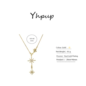 Yhpup Exquisita Marca de la Estrella del Norte CZ Colgante de Collar de las Mujeres kpop Bling Zirconia Cúbico de la Cadena Gargantilla Collar de Bisutería Femme Nuevo