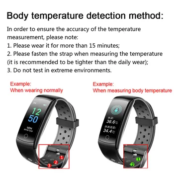 La nueva medición de la temperatura Q8T reloj inteligente de monitorización de frecuencia cardíaca deportes podómetro rastreador de pulsera impermeable banda inteligente