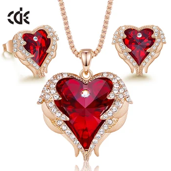 CDE las Mujeres de la Joyería Conjunto Adornado con Cristales de Swarovski Collar Aretes Conjunto de Moda Corazón Alas de Ángel Conjunto de Accesorios