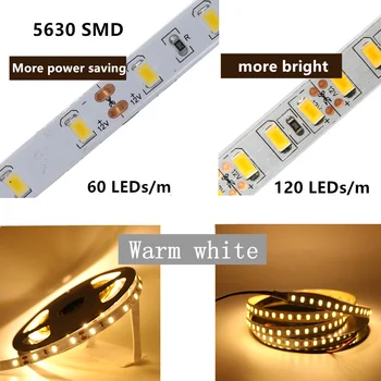 5m Super Brillante SMD 5630 LED tira de luz flexible DC 12V de la no-prenda Impermeable led 5730 smd bar de la cuerda de la decoración de interiores de la cinta de la lámpara
