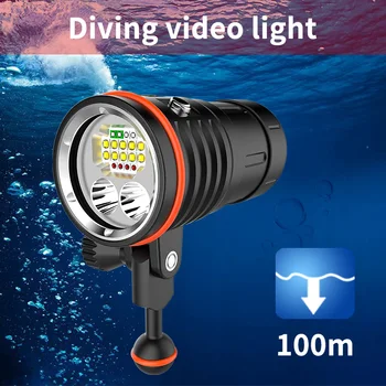 D39V buceo fotografía de las luces UV blanco cálido rojo azul HD buceo luz de vídeo de buceo de iluminación de la linterna Submarina 100m luz de relleno