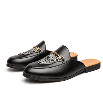 Los hombres de Mulas Zapatos de Cuero de la Pu Zapatos de Hombre de Moda Zapatilla de Cuero Masculino Calzado Casual Tamaño 37-45