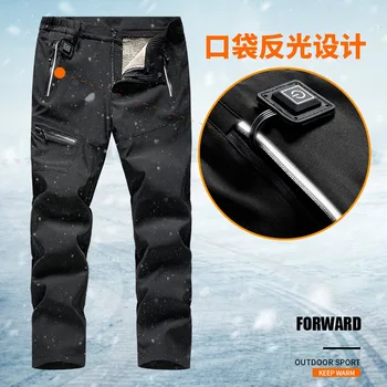 8XL -30 Grados 4 Área USB Climatizada Pantalones de Lana de las Mujeres de los Hombres de Calefacción en el Invierno de Ropa para Acampar al aire libre Senderismo Trekking Térmica Pantalones