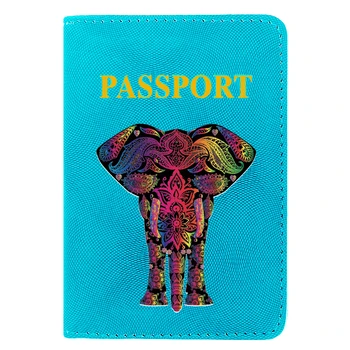 El encanto Misterioso Elefante de Impresión de las Mujeres de los Hombres de la Cubierta del Pasaporte de Viaje de Cuero de IDENTIFICACIÓN de la Tarjeta de Crédito Titular de la Cartera de Bolsas de