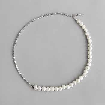 AsinLove de la Moda Barroca de agua Dulce Collar de Perlas para las Mujeres hechas a Mano de Diseño Real de la Plata Esterlina 925 Perlas de la Cadena de Joyería Fina