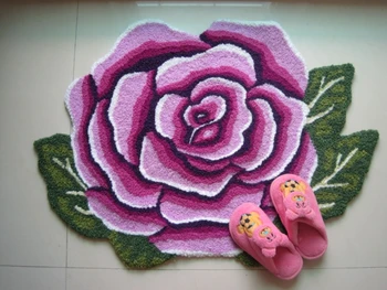 Rosa Flor en Forma de Alfombras Florales Felpudo de la Entrada de alfombrillas antideslizantes Alfombras para Sala de estar tapis alfombras 75*55cm Envío Gratis
