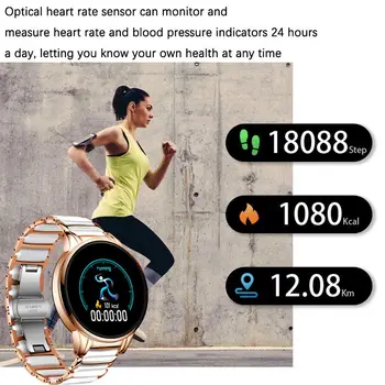 LIGE de Lujo Reloj Inteligente Mujeres Impermeable de los Deportes de Fitness Tracker Para Android, ios Reloj inteligente de Cerámica Correa de reloj inteligente de los Hombres
