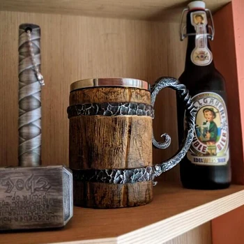 Nueva llegada de Vikingos de madera del estilo de la jarra de Cerveza como regalo de navidad DP179