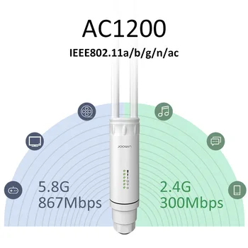AC1200 de Acceso Poe Inalámbrico al aire libre de wifi del Repetidor AP/Router WIFI de Alta Potencia 1200Mbps Dual De 2.4 G+5 ghz de Largo alcance Extensor PoE