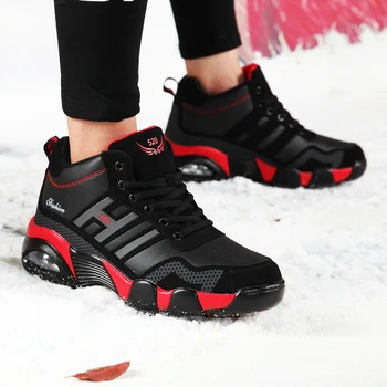 Unisex de Invierno Super Caliente de Piel de Felpa Zapatos de los Hombres de alta Zapatillas de Basket Homme Zapatos de los Hombres Pisos Macho Formadores de Calzado Botas de Tobillo