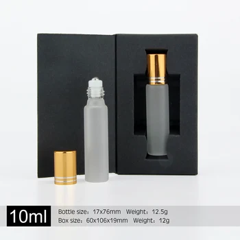 50Pieces 10ml Mini Recargable Botella de Perfume de la caja de Embalaje de Vidrio Esmerilado Rollo En Aceite Esencial Frasco Vacío Muestra de Perfume de la Botella