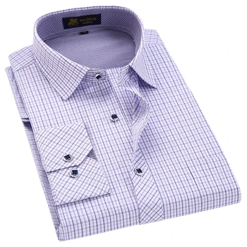 Estilo clásico de camisa a Cuadros para los hombres de seda y tela de algodón de manga larga slim fit no de hierro causal camisas de hombre