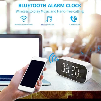 CALIENTE Reloj despertador Digital con Altavoz Bluetooth, Radio Reloj despertador Alarma Dual de la Mesilla de Reloj con Repetición de alarma, la Radio FM ( Blanco)