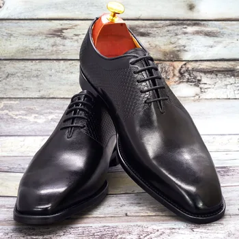 Tamaño grande 38-47 Plain Toe Oxford para Hombre Zapatos de Cuero Genuino de la Serpiente de Impresión de los Hombres Zapatos de Vestir Clásico italiano de Negocios de Zapatos para Hombres