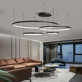 TRAZOS 2020 Modernos Led Lámparas de Iluminación de la Casa Cepillado 6Rings Techo Círculo de Luces Para el Interior de la Ingeniería de Diseño de Iluminación