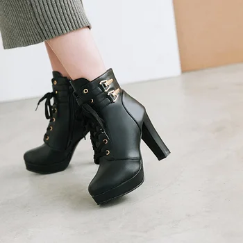 Cresfimix bottes femmes mujeres negro lindo encaje cómodo otoño botas de dama fresco de alta calidad de tacón alto botas de invierno a3232