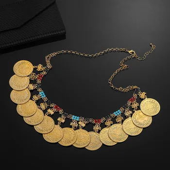 Religiosa de al-Lah Colgante Collares de Monedas Dinero Collar de Acero Inoxidable para las Mujeres de Oriente Medio/Musulmana/Islámica Árabe Ahmed Joyería
