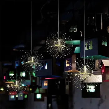 Guirnalda de Luces al aire libre de Fuegos artificiales Luces de Navidad LED de Alimentación de la Cadena de Alambre de Cobre de Hadas Luces de la Fiesta de Navidad de la Decoración de la Lámpara