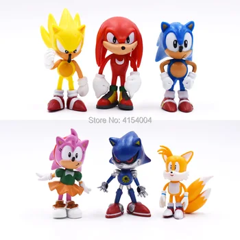 Figuras de PVC de Sonic Rosa Palos de Tails, Shadow, Amy Caracteres de la Figura de Acción de Navidad de Regalo de Bebé de Juguete Para Niños