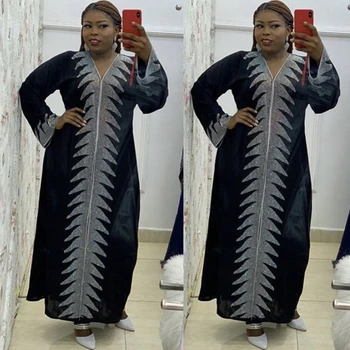 Primavera Otoño Diamantes Maxi Vestidos De África Ropa Africanos Vestidos Para Las Mujeres Musulmanas Largo Vestido De Alta Calidad De La Moda Vestido De Dama