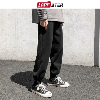 LAPPSTER Hombres Sólidos Japoneses Streetwear Deportivos de 2020 Mens 5 Colores Harajuku Corredores de Pantalones Masculinos Holgado de Algodón Negro Sudan