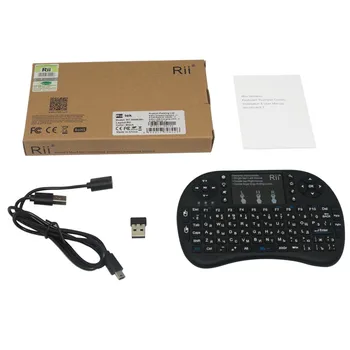 Rii i8+ Wireless/Bluetooth Mini Teclado ruso Con la Batería de Litio de Retroiluminación del panel táctil Para PC, Caja de TV, Windows