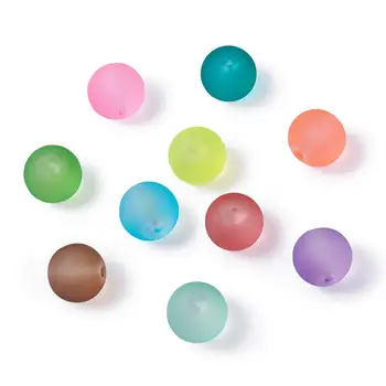 500Pcs 4 6 8 10 mm Transparente de Vidrio Esmerilado Perlas Redondas de Color Mezclado Suelta Perlas Sapcer DIY Pulsera hecha a Mano de la Joyería