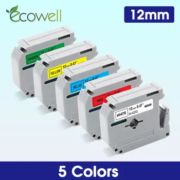 Ecowell 12 mm MK-231 MK-431 MK-531 MK-631 MK-731 Fuerte de etiquetas adhesivas, cintas compatibles para Brother P-touch rotuladora PT-70 80