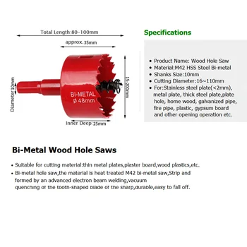 Envío gratis 48 Bi-Metal Madera Sierras del Agujero Broca para madera de BRICOLAJE de Madera Cortador de Broca