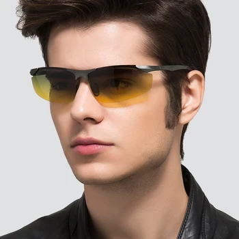 KATELUO 2020 Día de Visión Nocturna Gafas de Mens Anti-reflejos de las Gafas para Conducir sin Montura Polarizados UV400 Gafas de sol Para los Hombres 2173
